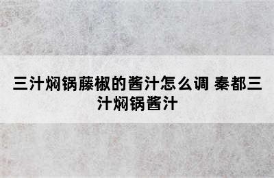 三汁焖锅藤椒的酱汁怎么调 秦都三汁焖锅酱汁